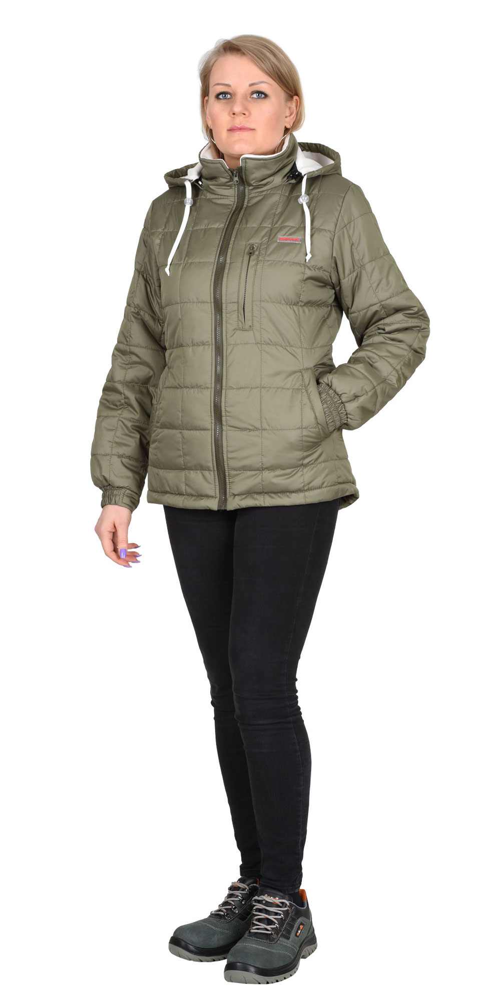 Зимняя куртка "СИРИУС-ПРАГА-Люкс" женская, удлиненная, утепленная, цвет: оливковый, ткань: 100% ПЭ