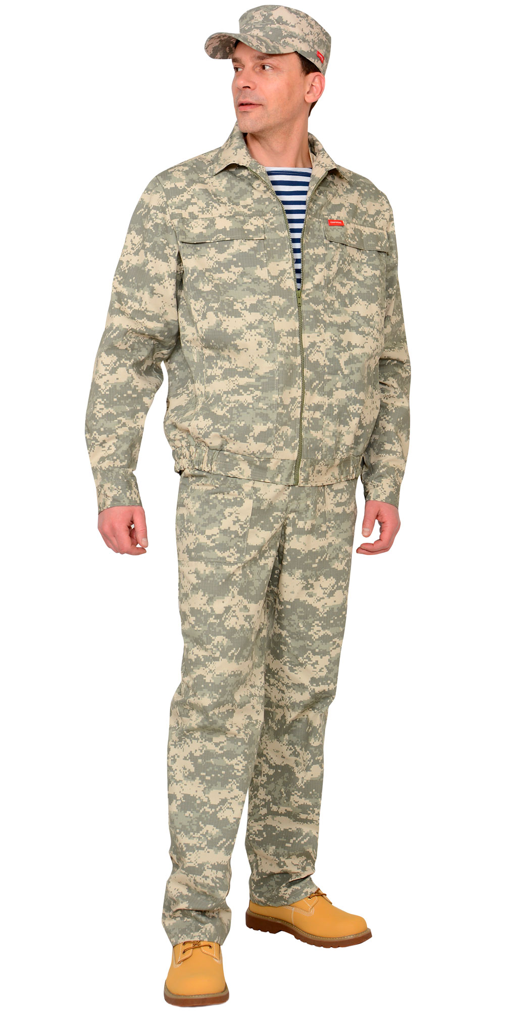 Летний костюм "СИРИУС-РЫСЬ" мужской (куртка и брюки), цвет: КМФ Пустыня, ткань: Рип-стоп