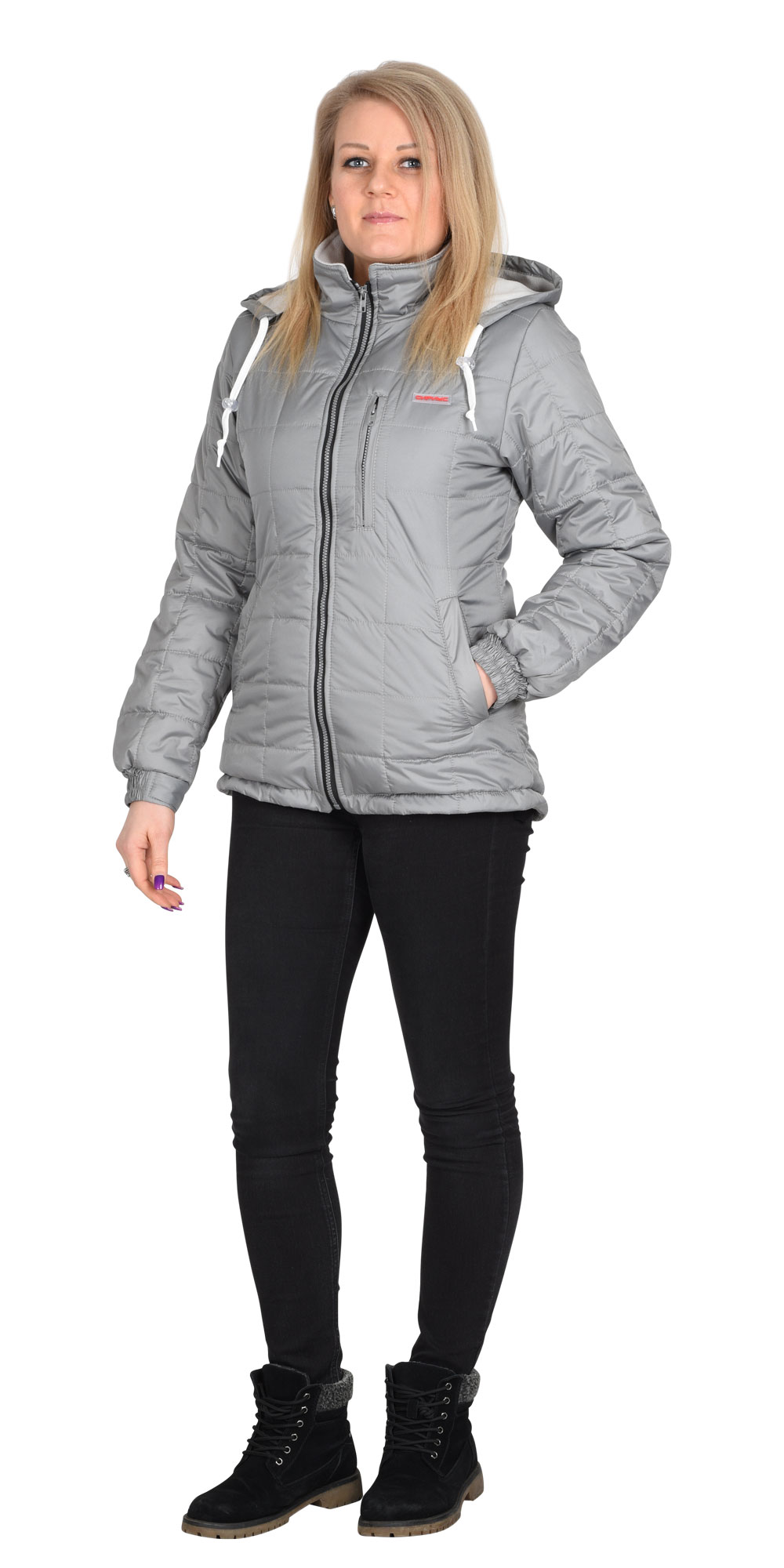Зимняя куртка "СИРИУС-ПРАГА-Люкс" женская, удлиненная, утепленная, цвет: светло-серый, ткань: 100% ПЭ