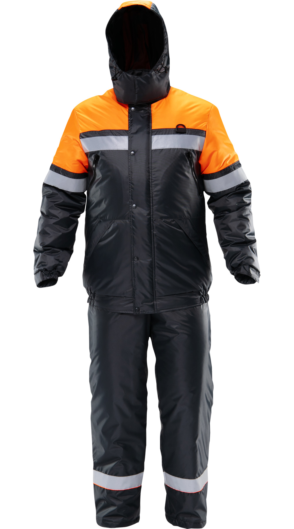 Зимний костюм "АКТИВ" мужской, утепленный (куртка и полукомбинезон), цвет: темно-серый с оранжевым, ткань: 100% ПЭ