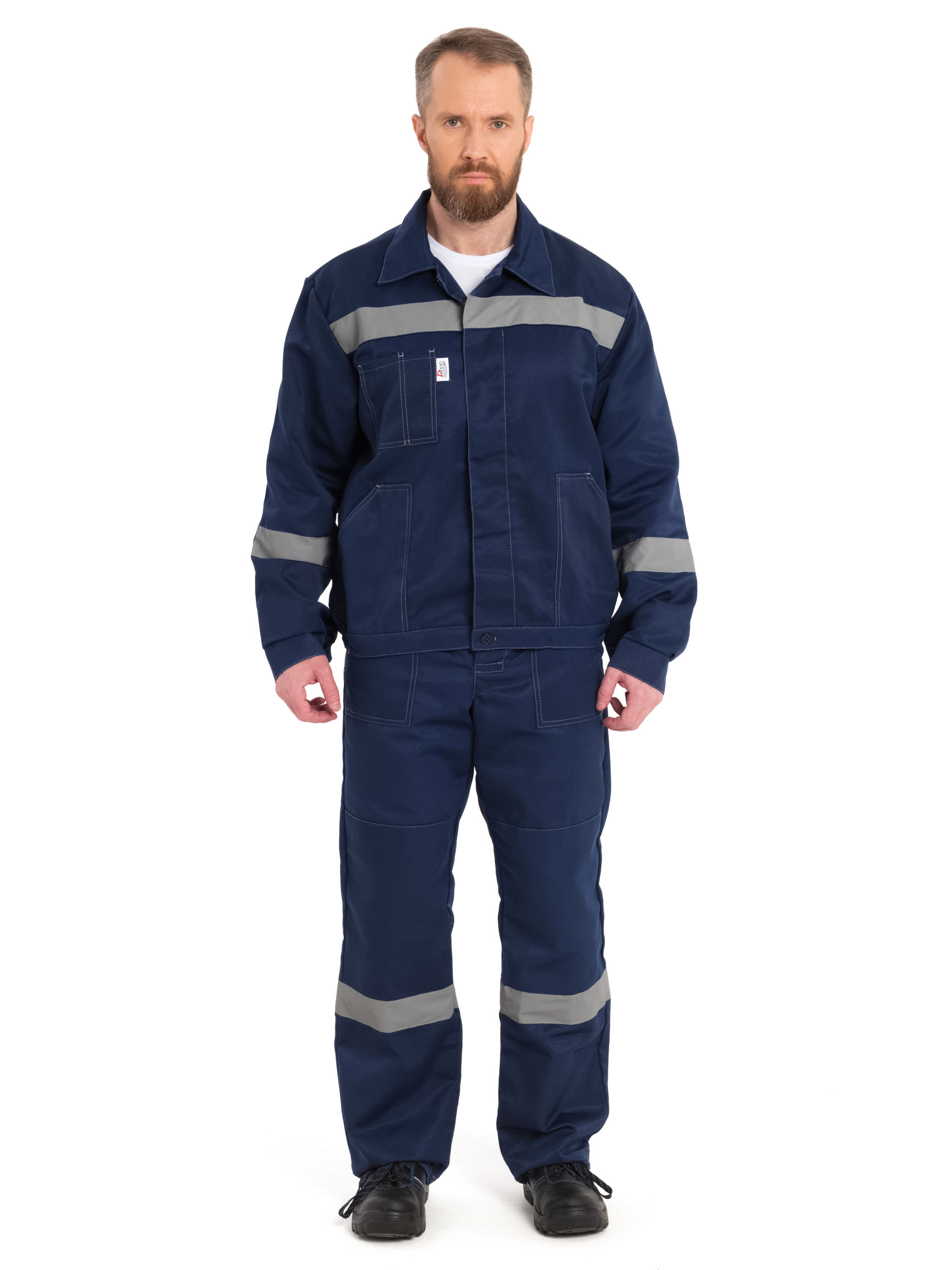 Летний костюм "РАССО-ЛЕГИОН" мужской (куртка и брюки), цвет: темно-синий, ткань: смесовая