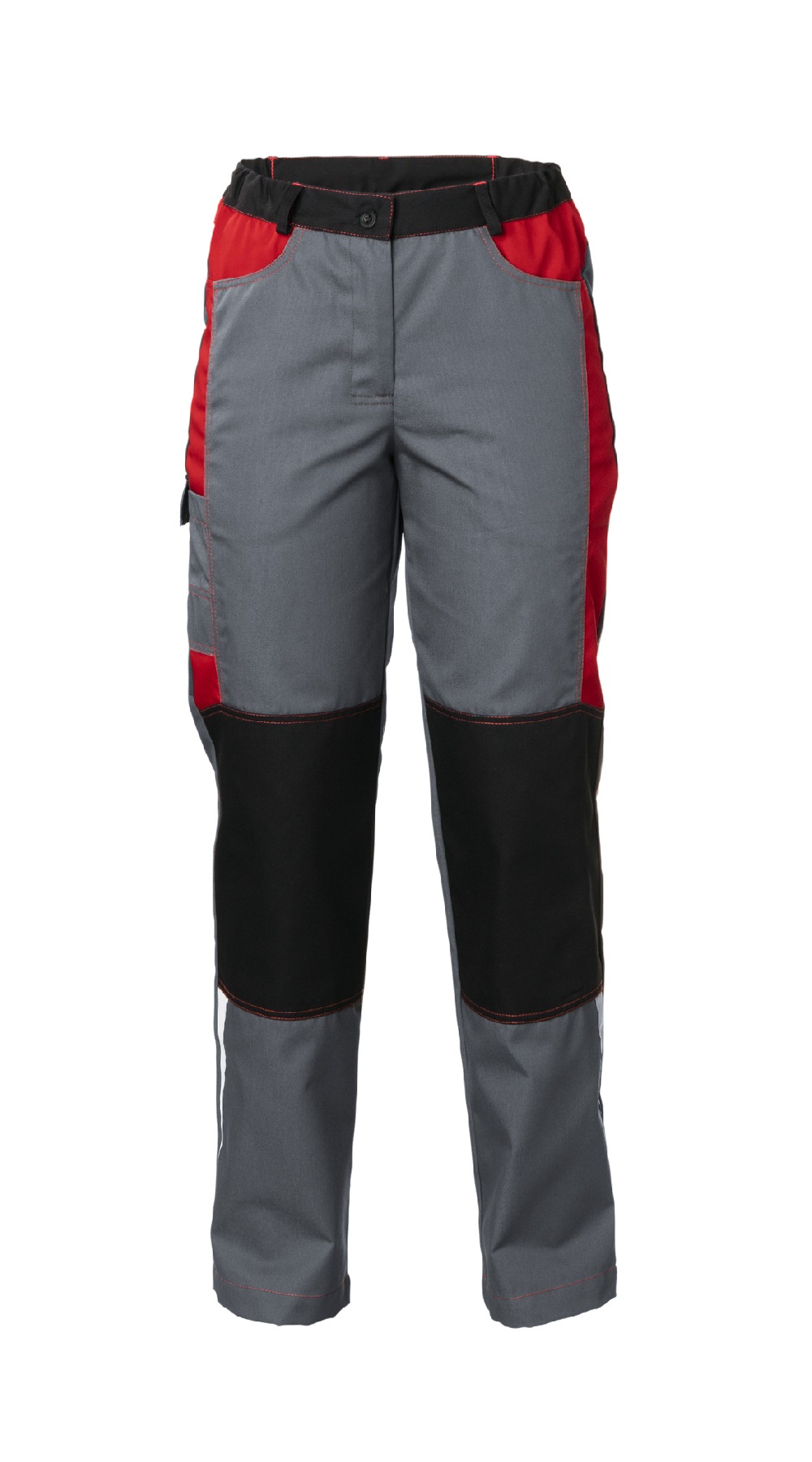 Летние брюки "ЛЕДИ СПЕЦ" женские, цвет: серый с красным и черным, ткань: смесовая