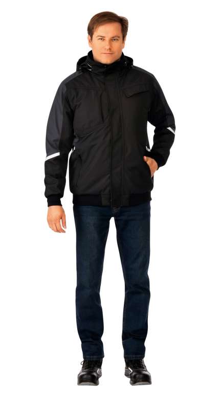 Демисезонная куртка "СПЛИТ" мужская, утепленная, цвет: серый с черным, ткань: ПЭ 100% 