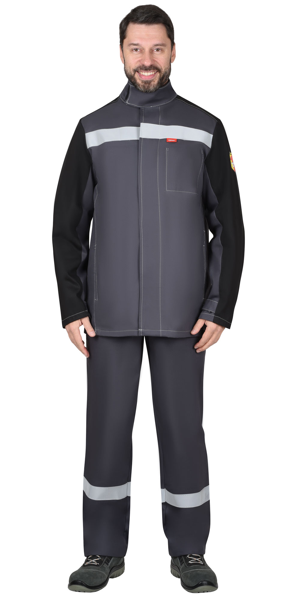 Летний костюм сварщика "Сириус-ГЕРКУЛЕС" (куртка и п/к), цвет: серый с СОП