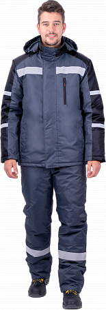 Зимняя куртка "Спецобъединение-РОУД" мужская, цвет: темно-серый с черным, ткань: Оксфорд 