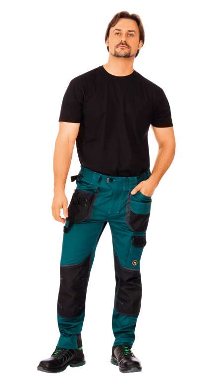 Летние брюки "ДАЙБОРО" мужские, цвет: изумрудно-зеленый с черным, ткань: TRIFIBETEX