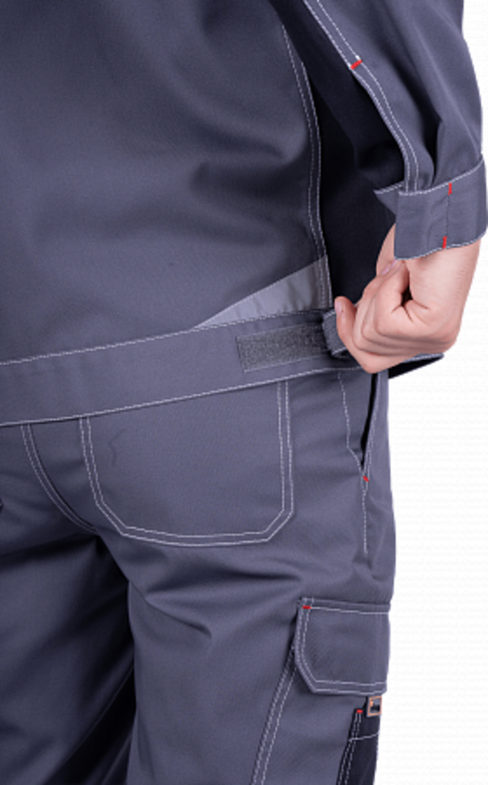 Летняя куртка "Спецобъединение-ТУРБО SAFETY" мужская, цвет: серый с черным и красным, ткань: Томбой Летняя куртка "Спецобъединение-ТУРБО SAFETY" мужская, цвет: серый с черным и красным, ткань: Томбой
