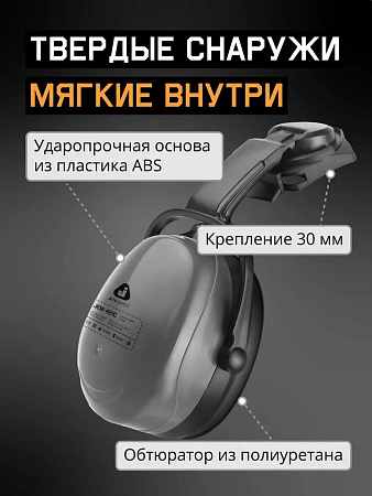 Наушники противошумные "JEM-421C Clamor Light" 28 дБ, серые, JETA SAFETY, с креплением на каску Наушники противошумные "JEM-421C Clamor Light" 28 дБ, серые, JETA SAFETY, с креплением на каску