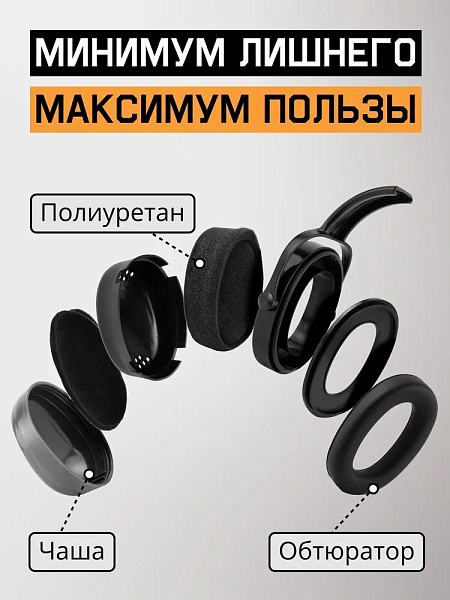 Наушники противошумные "JEM-001 Sonus Light" 28 дБ, черные, JETA SAFETY Наушники противошумные "JEM-001 Sonus Light" 28 дБ, черные, JETA SAFETY