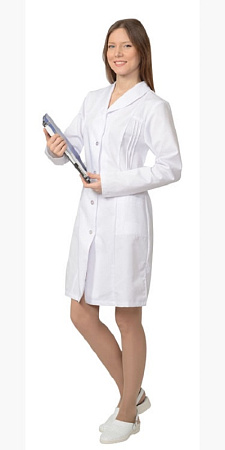 Халат "СИРИУС-АМАНДА" женский (длинный рукав, на пуговицах), цвет: белый, ткань: смесовая Халат "СИРИУС-АМАНДА" женский (длинный рукав, на пуговицах), цвет: белый, ткань: смесовая