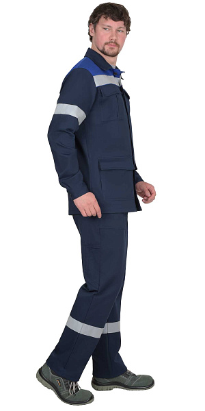 Летний костюм "СИРИУС-СУРГУТ" мужской (куртка и полукомбинезон), цвет: тёмно-синий с васильковым, смесовая Летний костюм "СИРИУС-СУРГУТ" мужской (куртка и полукомбинезон), цвет: тёмно-синий с васильковым, смесовая