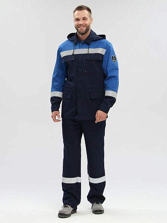Летний костюм "АЛИОТ-2" антистатический, мужской (куртка и полукомбинезон), цвет: синий с васильковым, ткань: смесовая Летний костюм "АЛИОТ-2" антистатический, мужской (куртка и полукомбинезон), цвет: синий с васильковым, ткань: смесовая