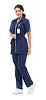 Комплект &quot;ФИЕСТА&quot; женский (блуза и брюки), короткий рукав, цвет: темно-синий, ткань: смесовая