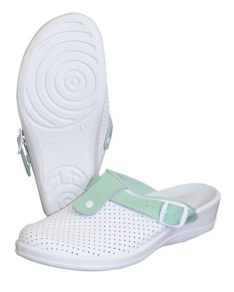 Сабо женские "Step-КОМФОРТ", цвет: белый с зеленым Сабо женские "Step-КОМФОРТ", цвет: белый с зеленым