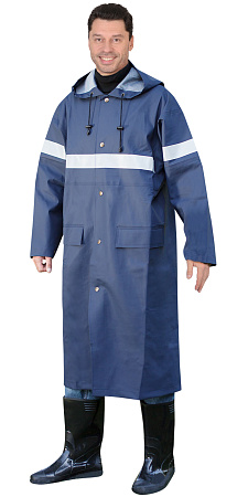 Плащ влагозащитный "ВОЛГА", цвет: синий ПВХ с СОП Плащ влагозащитный "ВОЛГА", цвет: синий ПВХ с СОП