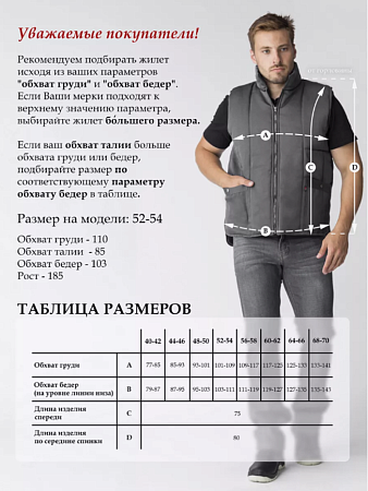 Зимний жилет "УНИВЕРСАЛЬНЫЙ", утепленный, цвет: серый, ткань: смесовая Зимний жилет "УНИВЕРСАЛЬНЫЙ", утепленный, цвет: серый, ткань: смесовая