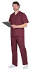 Костюм хирурга мужской, универсальный (блуза и брюки), короткий рукав, цвет: бордовый
