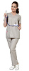 Комплект &quot;АУРА&quot; женский (блуза и брюки), короткий рукав, цвет: серый, ткань: смесовая
