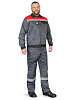 Летний костюм &quot;РАССО-КОРПУС-210 &quot; мужской (куртка и полукомбинезон), цвет: серый с красным и черным, ткань: смесовая