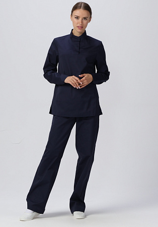 Костюм "ХАССП-Стандарт" женский (куртка и брюки), цвет: темно-синий, ткань: смесовая Костюм "ХАССП-Стандарт" женский (куртка и брюки), цвет: темно-синий, ткань: смесовая
