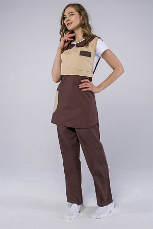 Фартук-сарафан "МОНРО" женкий, цвет: коричневый с бежевым, ткань: ТиСи Фартук-сарафан "МОНРО" женкий, цвет: коричневый с бежевым, ткань: ТиСи