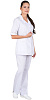 Костюм &quot;СИРИУС-АДЕЛЬ&quot; женский (блуза и брюки), короткий рукав, цвет: белый, ткань: смесовая