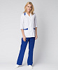 Комплект &quot;ЛАЗУРЬ&quot; женский (блуза и брюки), рукав 3/4, цвет: белый с васильковым, ткань: смесовая