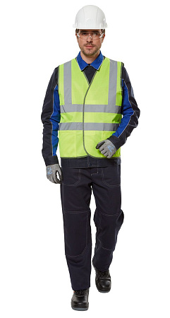 Сигнальный жилет "МАЯК", с карманами, цвет: лимонный (2 горизонтальные полосы и 2 вертикальные) Сигнальный жилет "МАЯК", с карманами, цвет: лимонный (2 горизонтальные полосы и 2 вертикальные)